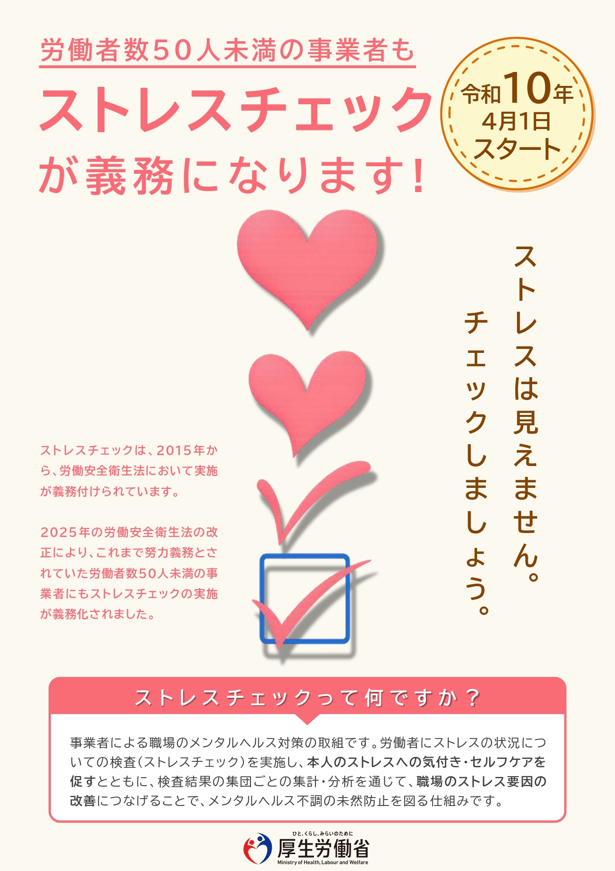 50人未満の事業場もストレスチェックが義務化されます